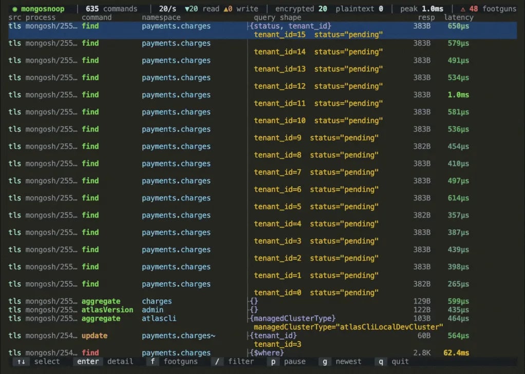 Watch MongoDB queries