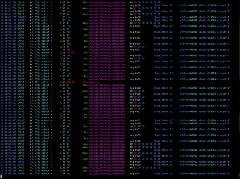 Trace live USB traffic